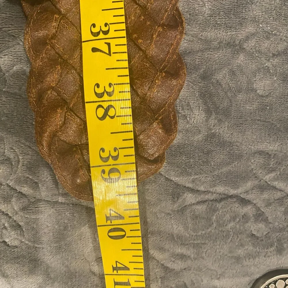 Banana Republic WIDE Braided Leather Belt Women's Brown Woven Small